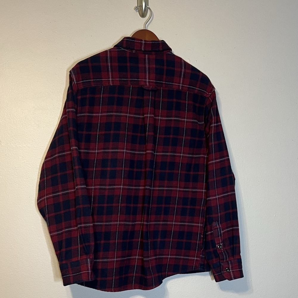 Orvis Mens Flannel Plaid Button Down Shirt, Long Sleeve, Red Navy - Picture 6 of 10